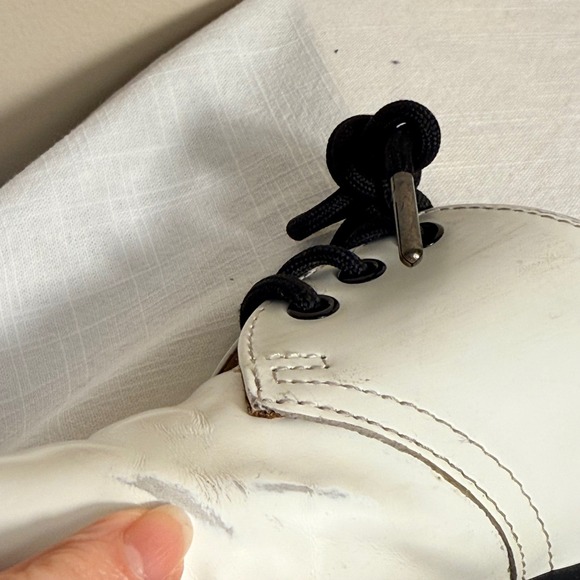 Dr. Martens 1461 Quad Platform Oxford Size 8 White Leather Chunky 3-Eye Shoe - Picture 8 of 13